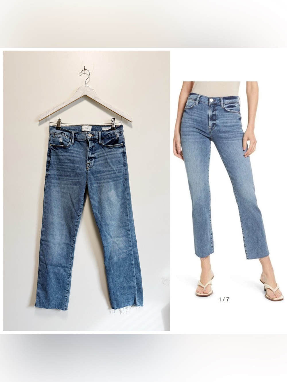 FRAME Le High Raw Hem Ankle Straight Leg Jeans In Westway Grind Size 29